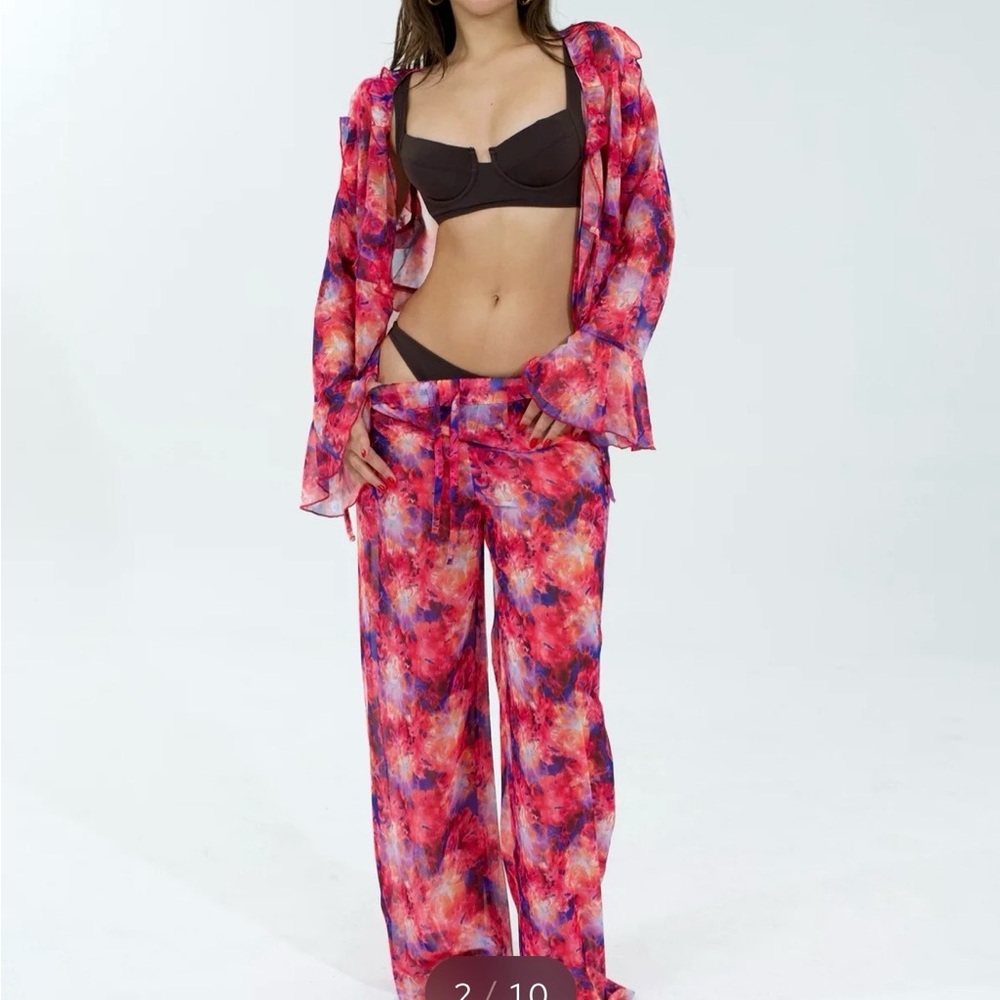 Arcobaleno Tie Dye Resort Set Pink Orange Beach Vacation 2 Piece SZ S/M Luxury